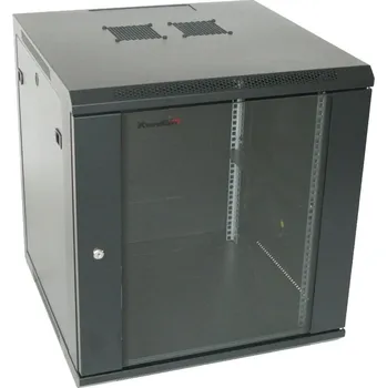 Rozvaděč XtendLan 15U/600x600, na zeď, jednodílný, rozložený, skleněné dveře, černý