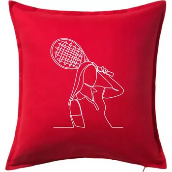 Polštář Tenistka jednim tahem - Polštář 50x50 - 50x50 - Pouze potah ( Červená )
