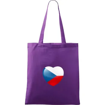 Nákupní taška České srdce - vlajka - Taška bavlněná - 42 x 38 cm ( Fialová )