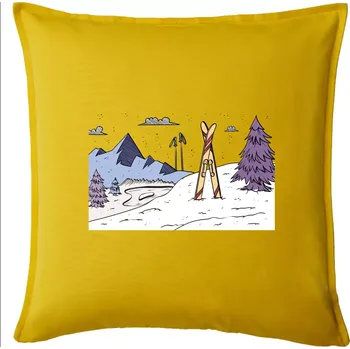 Polštář Panorama lyžování - Polštář 50x50 - 50x50 - Pouze potah ( Žlutá )