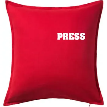 Polštář Novinář nápis - Press - Polštář 50x50 - 50x50 - Pouze potah ( Červená )