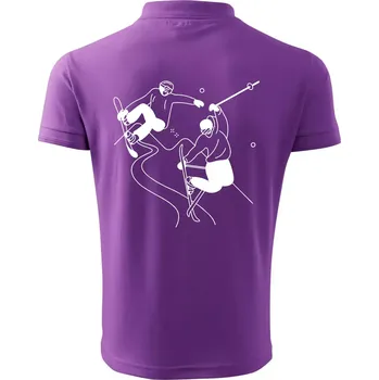 Pánská košile Lyžovaní - kresleny obrázek - Polokošile pánská Pique Polo 203 - L ( Fialová )