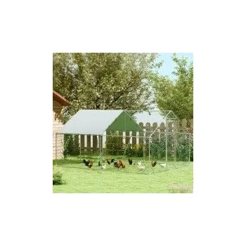 Ocelový výběh pro kuřata, 300 x 400 x 195 cm | stříbrný