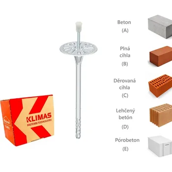Spojovací materiál KLIMAS Wkret-met LFMG-10 Talířová hmoždinka s kovovým trnem a prodlouženou expanzní zónou Ø10 mm 240 mm - 100 ks