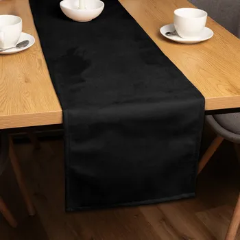 ubrus Běhoun na stůl/imitace broušené kůže Alcantara ALC-012 Černý 20x140 cm