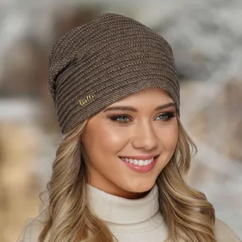Čepice Dámská čepice Krumlovanka - hnědá melanž W-0026/Z2P