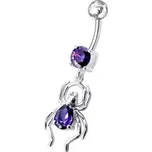 Stříbrný piercing do pupíku - pavouček (fialová)
