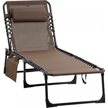 Zahradní lehátko Zahradní lehátko s boční kapsou | hnědé