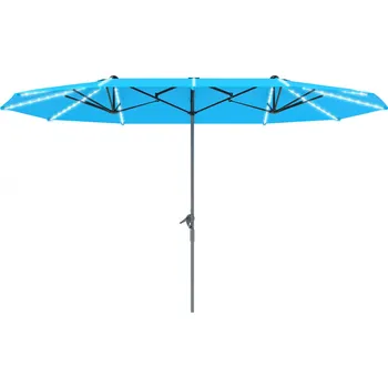 Stínicí technika Dvojitý slunečník se solárními LED světly, 451 x 267 cm | modrý