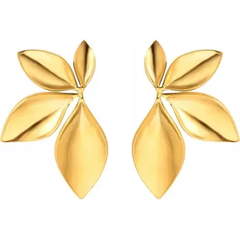 Náušnice Náušnice Sajbazar zlaté ocelové klasické tyčinky s lístky 3,4 x 2,1 cm