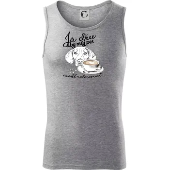 Jezevčík - Já dřu, aby můj pes mohl relaxovat - Tílko pánské Core - M ( Tmavě šedý melír )