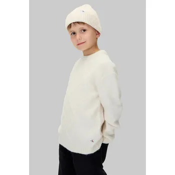 Chlapecká mikina Dětská mikina Calvin Klein Jeans IB0IB02586.9BYA béžová 02X, vel. 140