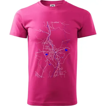 Pánské tričko Vrchlabí - Mapa s vodními toky - Klasické pánské triko vyšší gramáže - L ( Purpurová )