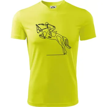 Jízda na koni jedním tahem - Dětské triko sportovní (dresovina) - 146 cm/10 let ( Neonově žlutá )