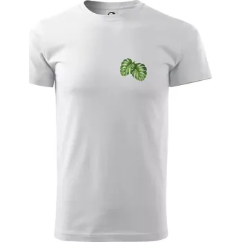 Pánské tričko Monstera listy na prsu - Triko extra velké (5-8XL) - 8XL ( Bílá )
