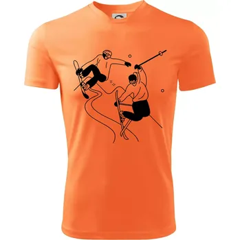 Chlapecké tričko Lyžovaní - kresleny obrázek - Dětské triko sportovní (dresovina) - 122 cm/6 let ( Neon mandarine )