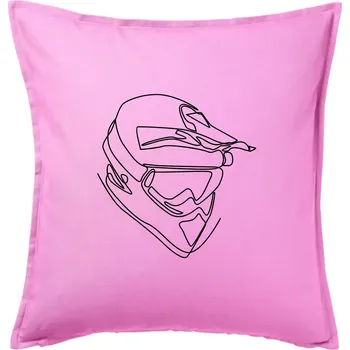 Polštář Helma, přilba jednim tahem - Polštář 50x50 - 50x50 - Pouze potah ( Růžová )