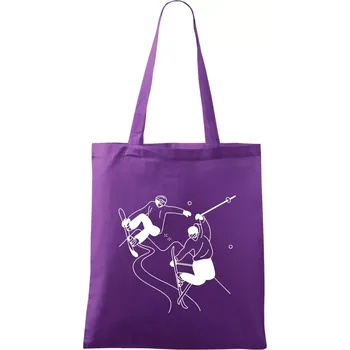 Lyžovaní - kresleny obrázek - Taška bavlněná - 42 x 38 cm ( Fialová )