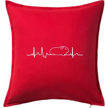 Polštář EKG morče - Polštář 50x50 - 50x50 - Pouze potah ( Červená )