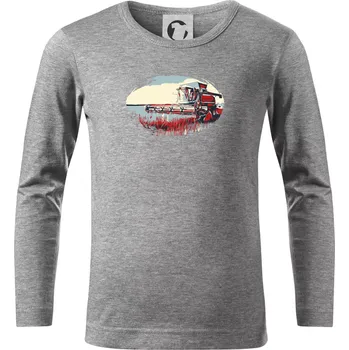 Chlapecké tričko Kombajn vintage - Triko dětské Long Sleeve - 146 cm/10 let ( Tmavě šedý melír )