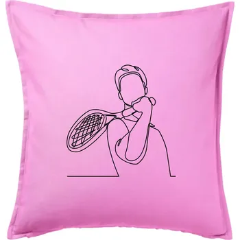 Polštář Tenista jednim tahem - Polštář 50x50 - 50x50 - Pouze potah ( Růžová )