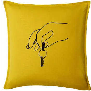 Polštář Klíče a ruka jedním tahem - Polštář 50x50 - 50x50 - Pouze potah ( Žlutá )
