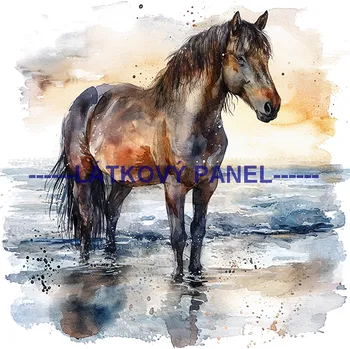 Látkový panel - Kůň - KON - 134 Velikost: 25x25cm, Materiál: Teplákovina nepočesaná