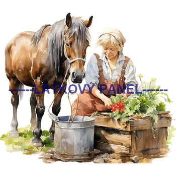 Látkový panel - Kůň - KON - 140 Velikost: 35x35cm, Materiál: Kočárkovina