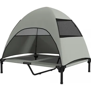 Pelíšek pro psa Venkovní pelíšek pro psy se stříškou 91x76x90cm | světle šedý