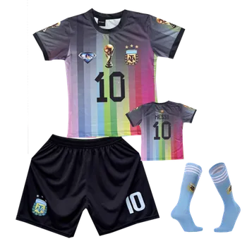 Fotbal Numberoplus Dětský fotbalový dres + fotbalové ponožky Argentina - Messi MJ10 Rainbow Velikost: 10-let (vel.134)