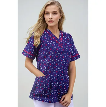 2P SERVIS Halena dámská Julia-B srdíčka Potisk/Modrá/Červená L