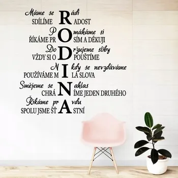 Samolepící dekorace Rodina a pravidla - vinylová samolepka na zeď 80x80cm