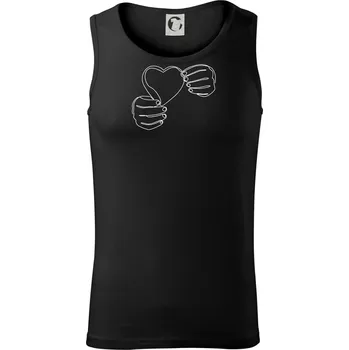 Ruka držící srdce jedním tahem - Tílko pánské Core - XL ( Černá )