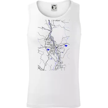 Vrchlabí - Mapa s vodními toky - Tílko pánské Core - 2XL ( Bílá )