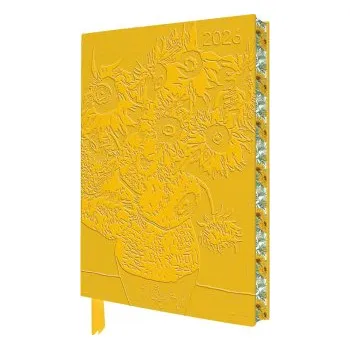 Diář Vincent Van Gogh: Sunflowers 2026 Artisan Art Vegan Leather Diary Planner - Page to View with Notes (Flame Tree Publishing)(Diář)