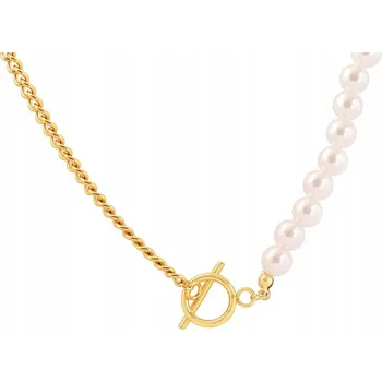 Náhrdelník DÁMSKÝ náhrdelník zlatý ŘETĚZ perly OCEL