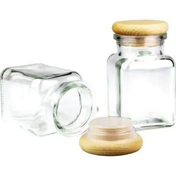 Dóza na potraviny Herbi Skleněná kořenka - dřevěná 150 ml