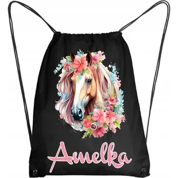 Školní batoh Školní Vak na Boty, Batoh na Tělocvik do Školky s Koněm + JMÉNO 7