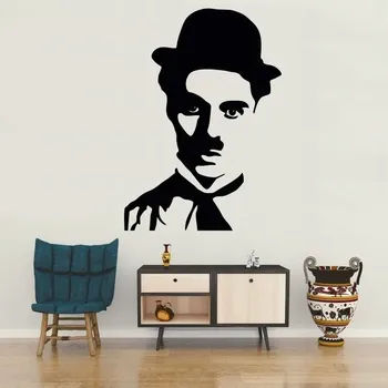 Samolepící dekorace Charlie Chaplin portrét - vinylová samolepka na zeď 80x57cm