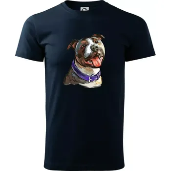 Americký stafordširský teriér kreslený - Triko extra velké (5-8XL) - 7XL ( Námořní modrá (velmi tmavá - téměř černá) )
