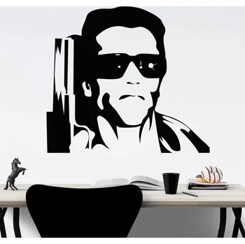 Samolepící dekorace Arnold Schwarzenegger Terminátor - vinylová samolepka na zeď 80x72cm