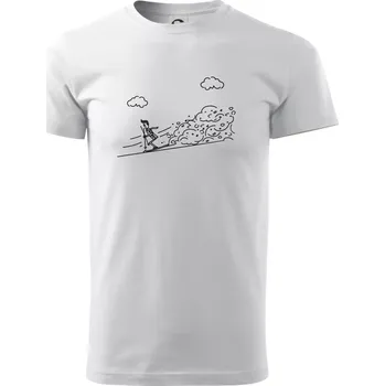 Kreslený lyžař na horách - Triko extra velké (5-8XL) - 8XL ( Bílá )