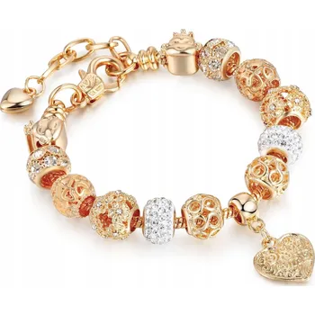 Náramek Zlatý dámský Náramek CHARMS zirkony SRDCE