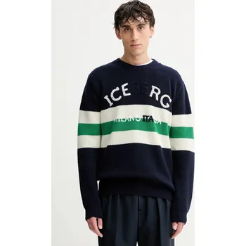 Pánský svetr Vlněný svetr Iceberg pánský, tmavomodrá barva, A005 7077 A005.7077 59A, vel. XL