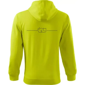 Pánská mikina Kočka linka kreslená - Mikina s kapucí na zip trendy zipper - 2XL ( Limetková )