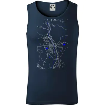Vrchlabí - Mapa s vodními toky - Tílko pánské Core - 2XL ( Námořní modrá (velmi tmavá - téměř černá) )