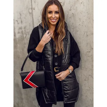 Černá dámská prodloužená prošívaná vesta Bolf B0122A - M