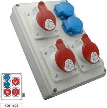 Rozvaděč Zásuvková rozvodnice ROS 1602 3x1643+2x230V, IP44 (SEZ ROS 1602)