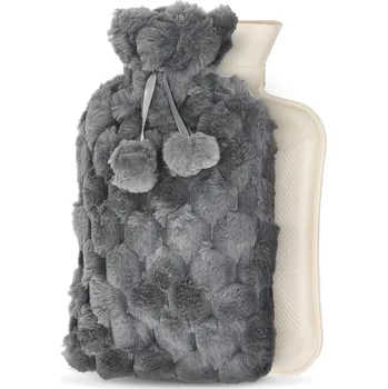 Gumový termofor v plyšovém obalu 2 L šedý