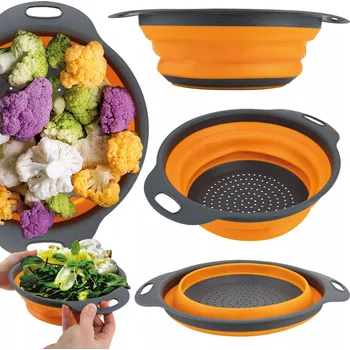 Cedník a síto Silikonové skládací sítko 195 mm - oranžové kuchyňské cedítko